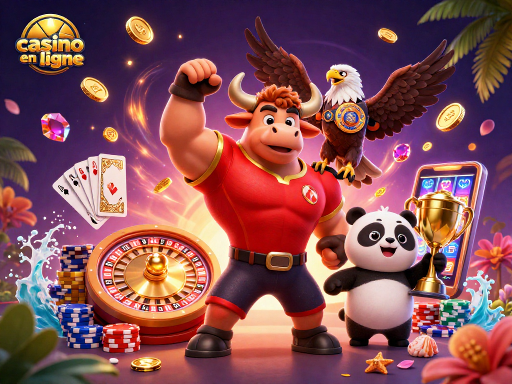 Faites un gros gain au casino en ligne avec des personnages colorés et des éléments de jeu étincelants.