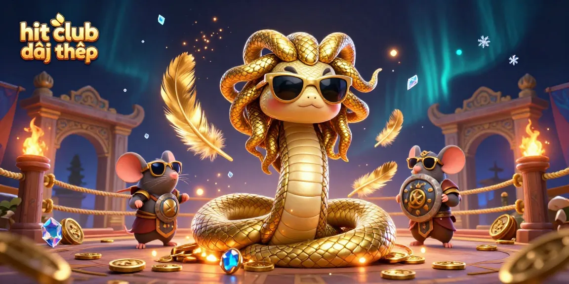 Experience the excitement of hit club đổi thưởng with Medusa and a warrior amidst vibrant casino elements.