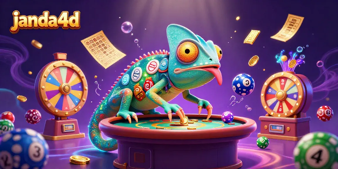Kemenangan instan di janda4d dengan koin emas dan bola lotere berwarna-warni berjatuhan.