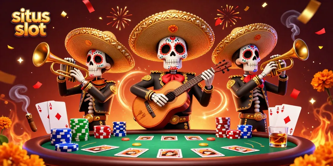 Memainkan situs slot dengan anggota band mariachi tengkorak meriah.