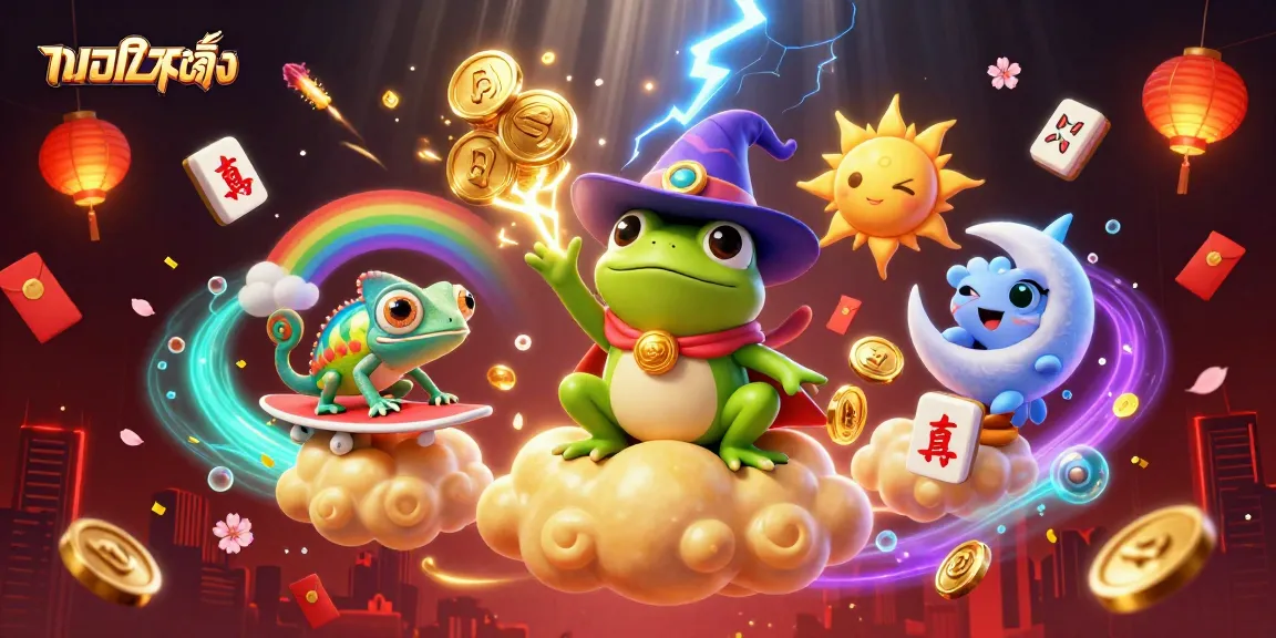 Experience thrilling แทงบอลเต็ง action with vibrant characters and casino elements in this dynamic illustration.