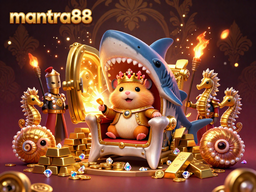 Engage with mantra88's immersive gaming experience featuring a hamster king and treasure elements in a vibrant 3D casino scene.