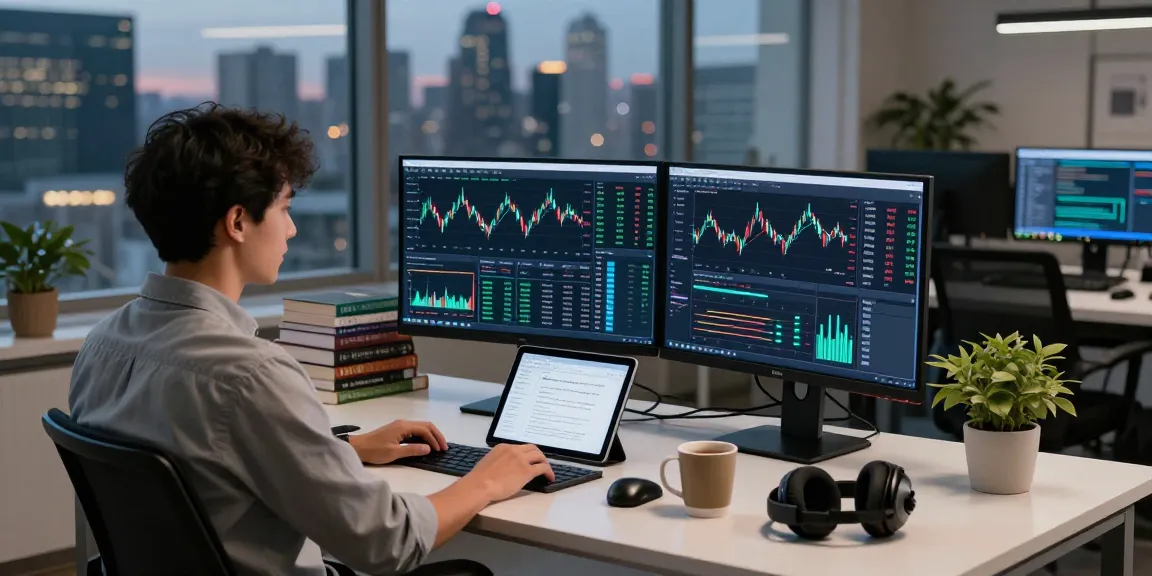 Real-time market quote API displayed on monitors in a modern fintech workspace.