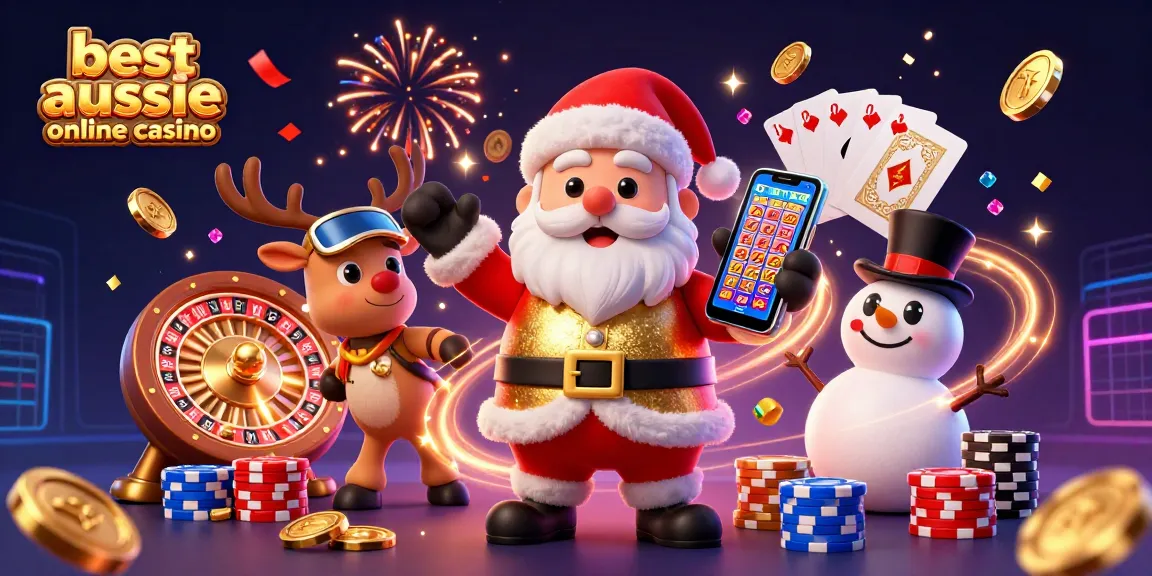 Engage in fun at the best aussie online casino with Santa and friends celebrating wins!