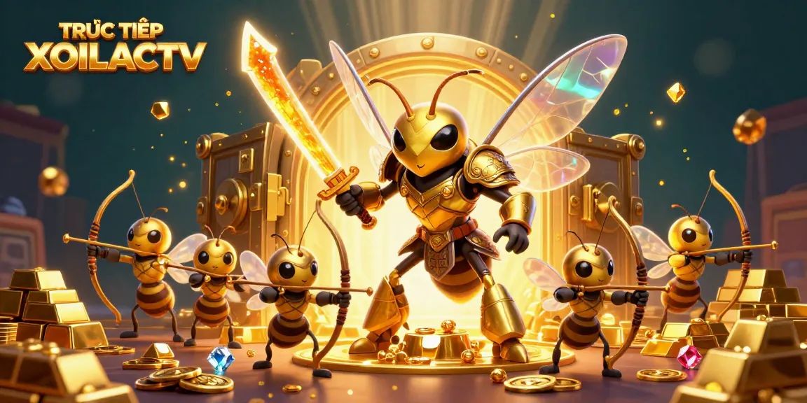 Experience TRỰC TIẾP XOILACTV with immersive visuals showcasing golden treasure and energetic characters.