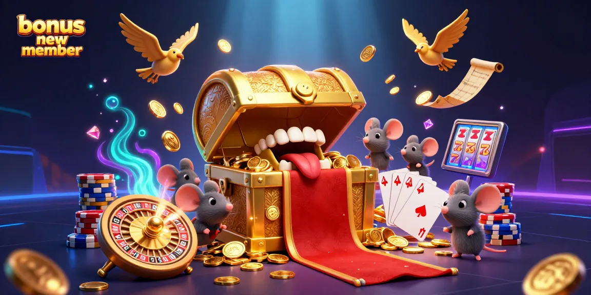 Engage with bonus new member rewards at this vibrant 3D casino illustration featuring captivating game elements.